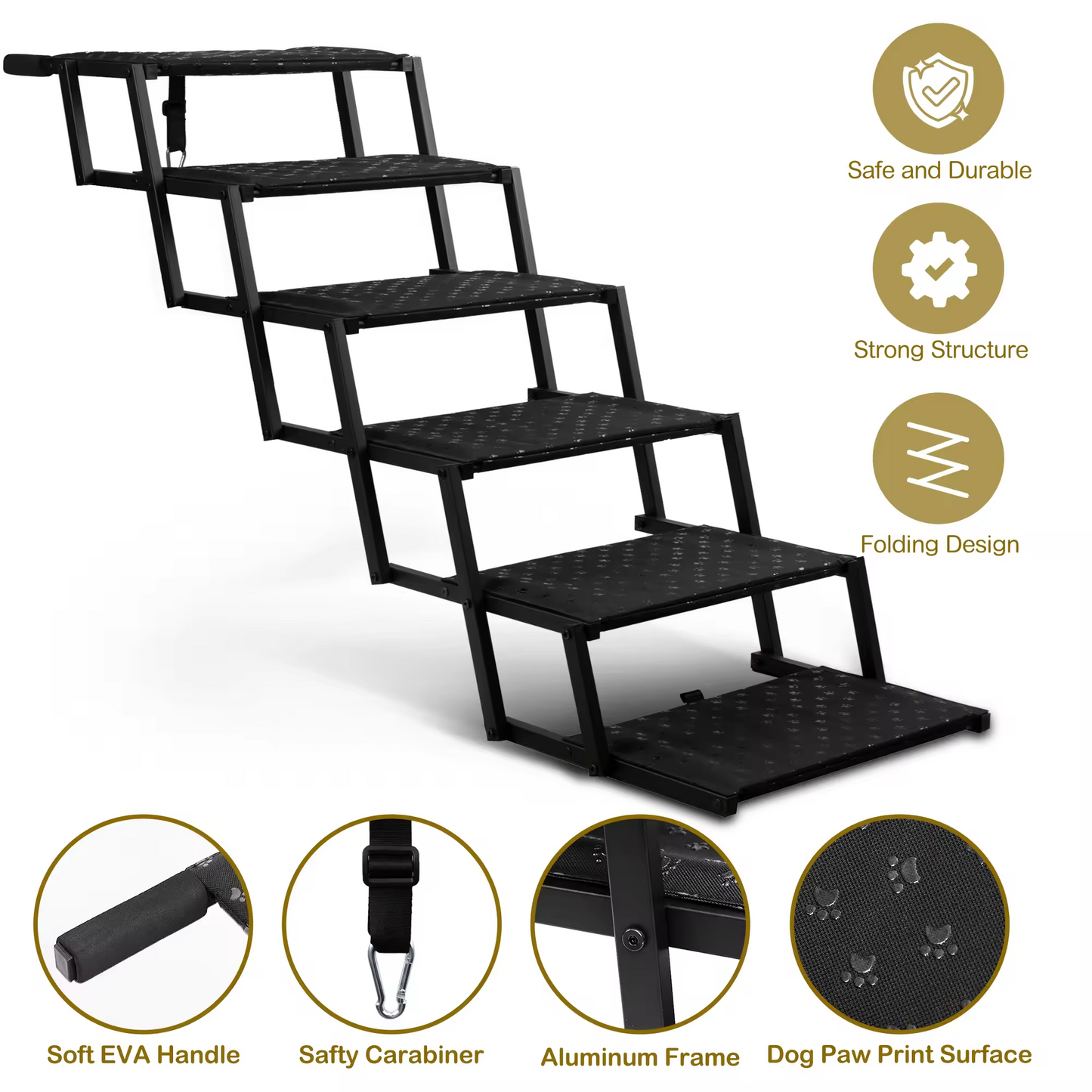 BOLTHUT™ Foldable Dog Stairs for SUV & Truck — Non-Slip Pet Steps