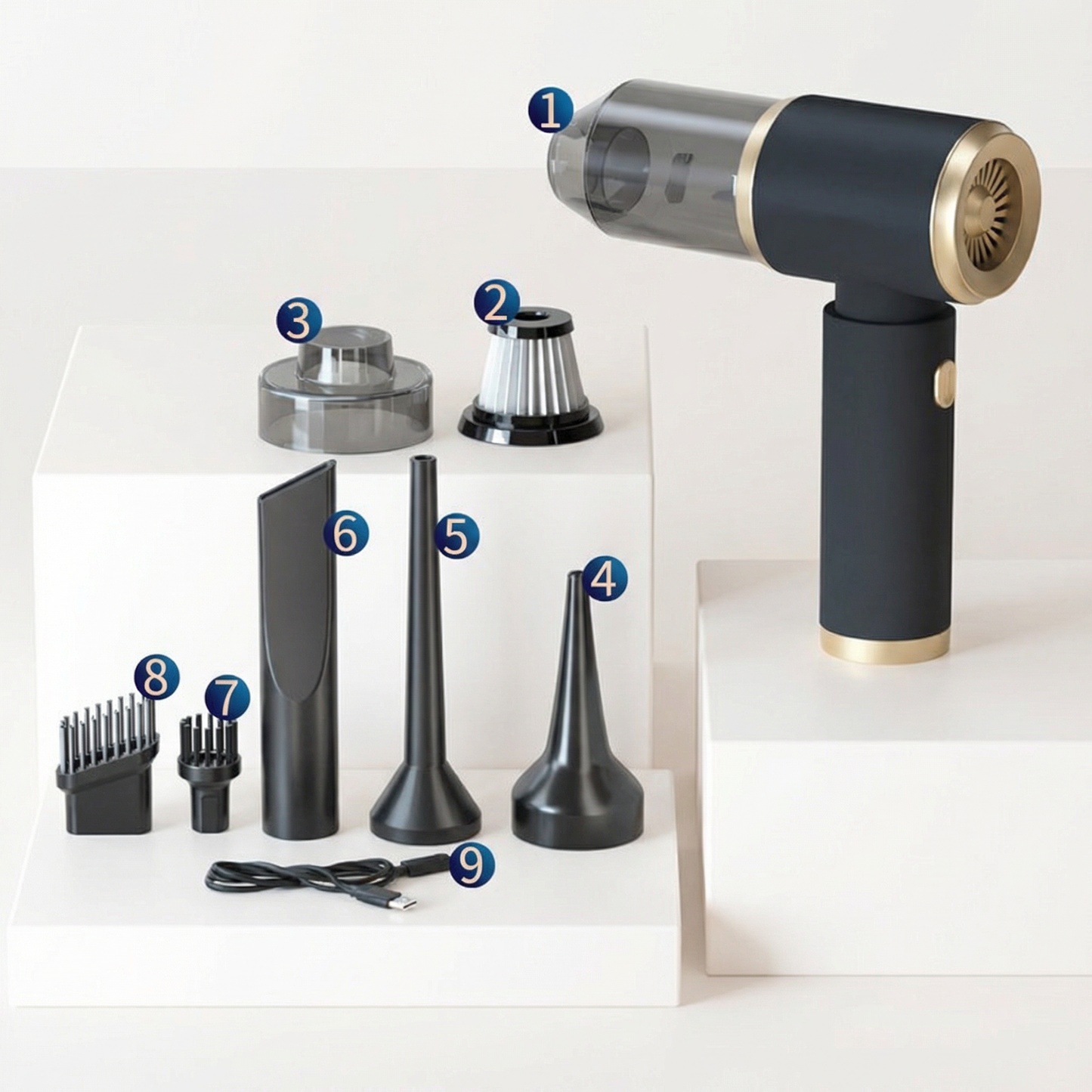 BOLTHUT™ Handheld Car Vacuum — Cordless, Strong Suction, USB