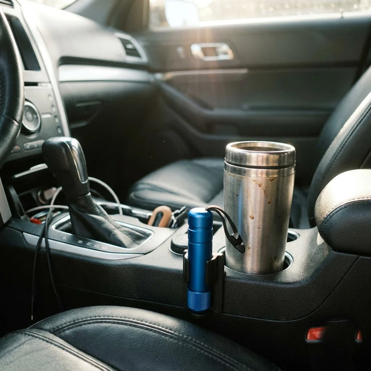 BOLTHUT safety hammer mounted within reach in a car cabin