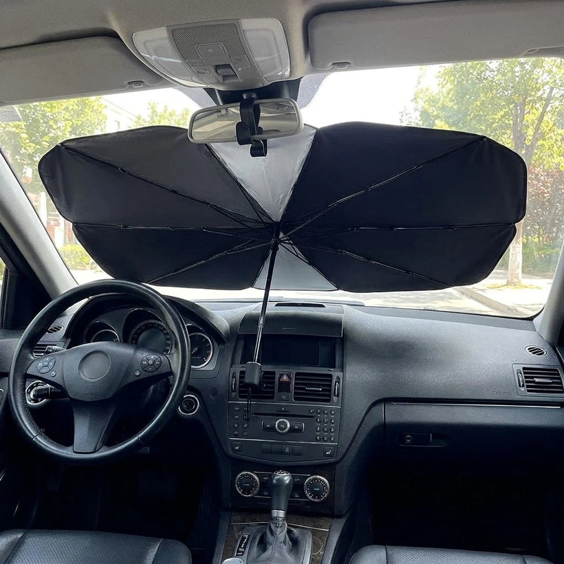 Windshield sun shade umbrella - cooler cabin after | BOLTHUT
