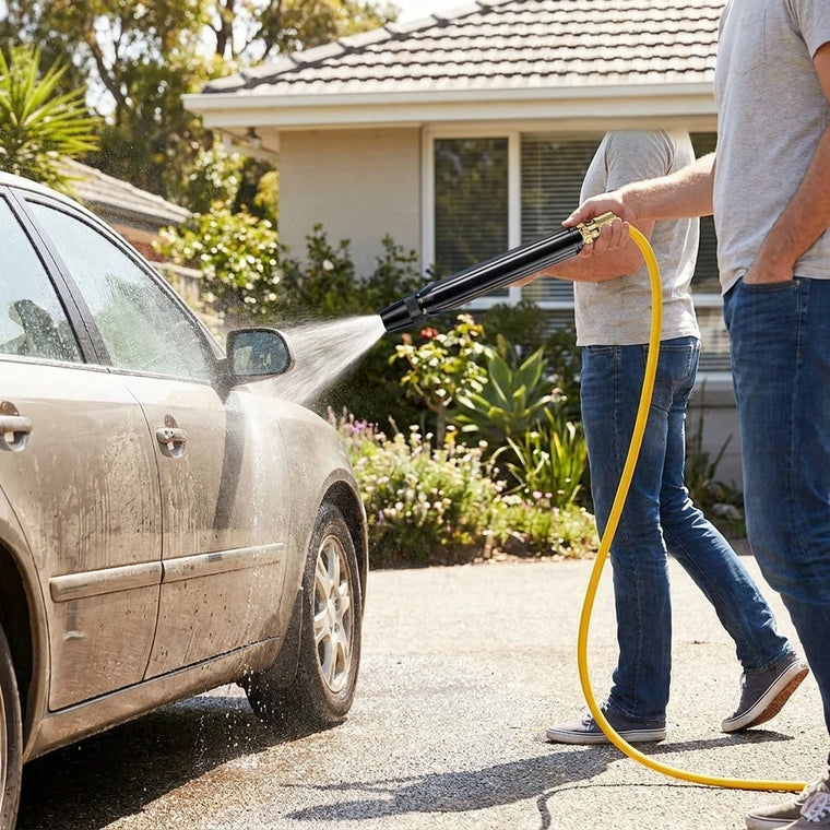 Driver using the BOLTHUT water gun on a weekend wash | BOLTHUT