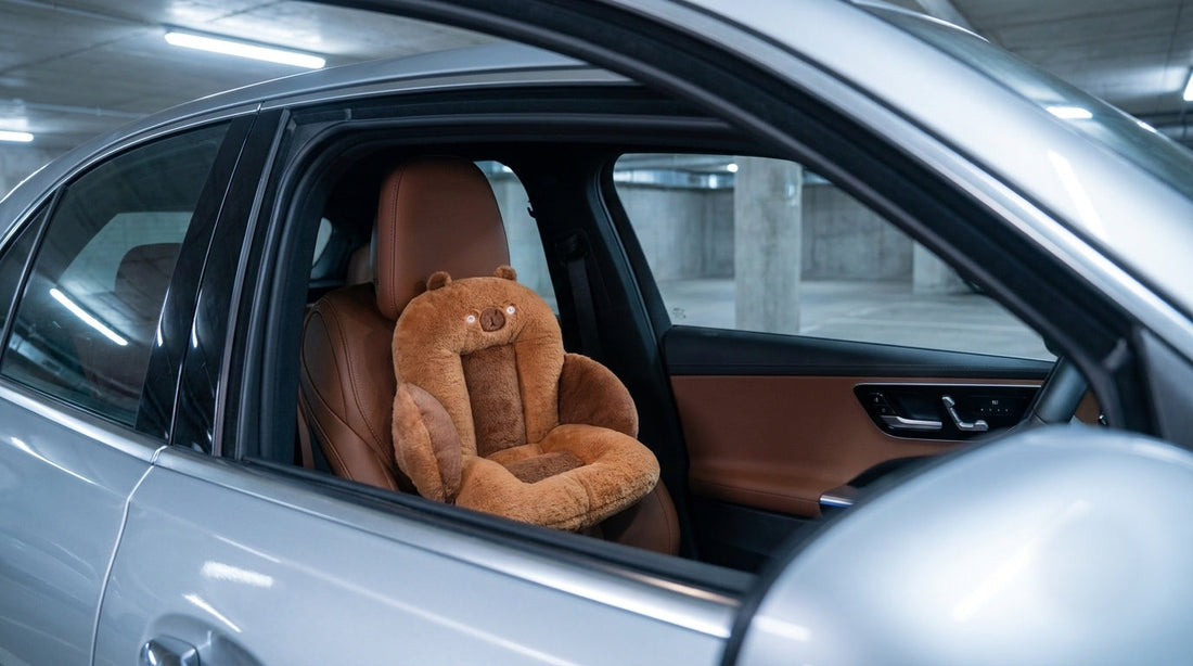 BOLTHUT™ Plush Bear Car Seat Cushion — Cozy One-Piece Winter Comfort