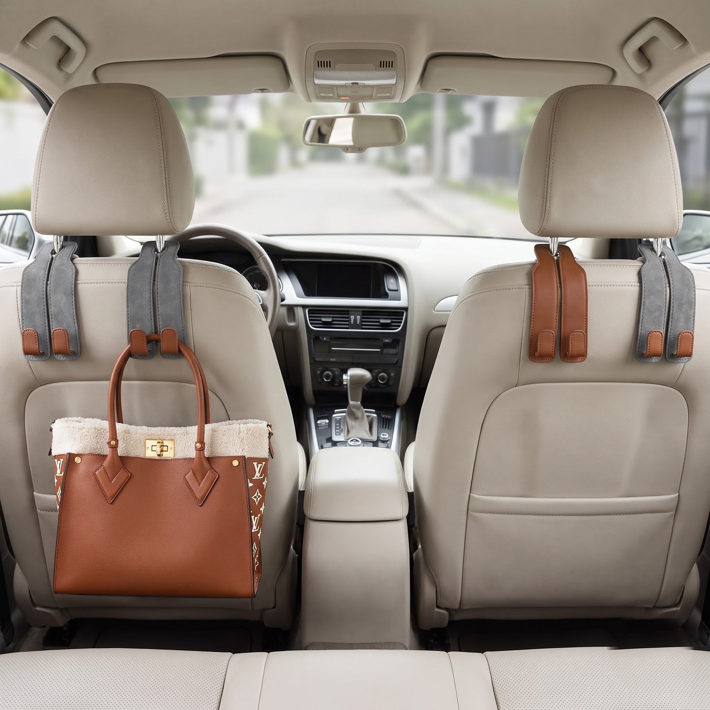 BOLTHUT Leather Car Headrest Hooks - 6
