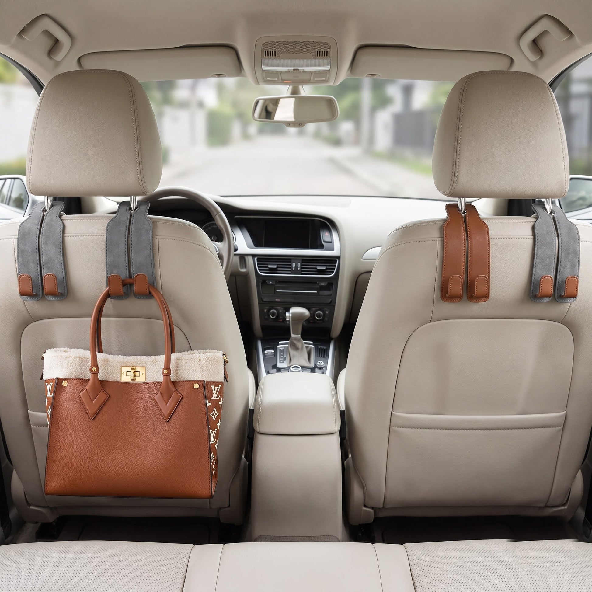 BOLTHUT Leather Car Headrest Hooks - 6