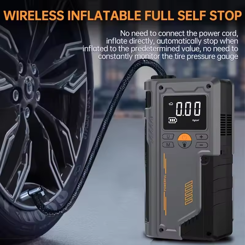Multi-function tire inflator and jump starter