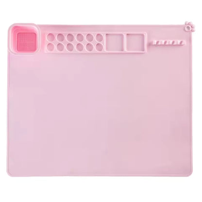 Painting Mat Non-stick Silicone Art Mat with Washing Cup Kids DIY Graffiti Drawing Clay Board with Brush Holder for Artist