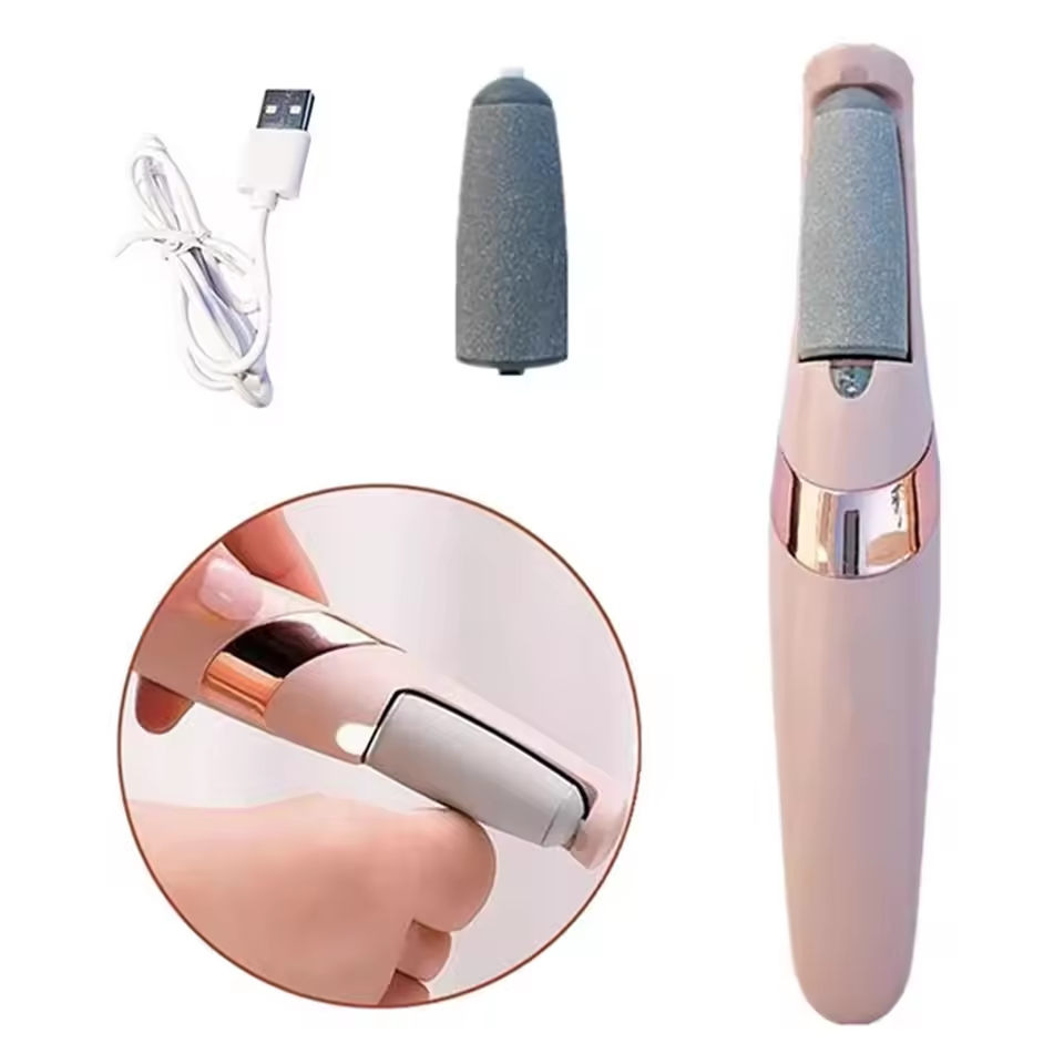 Beauty device with USB cable and additional attachment on a white background