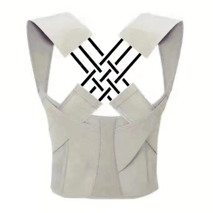 White leather vest with a geometric black pattern on a white background