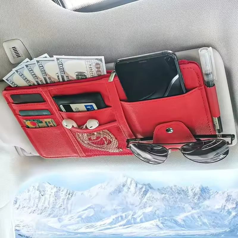 Sunshade Storage Bag PU Leather Multi-Pocket