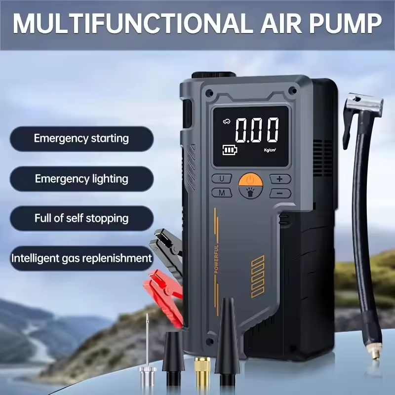 Multi-function tire inflator and jump starter
