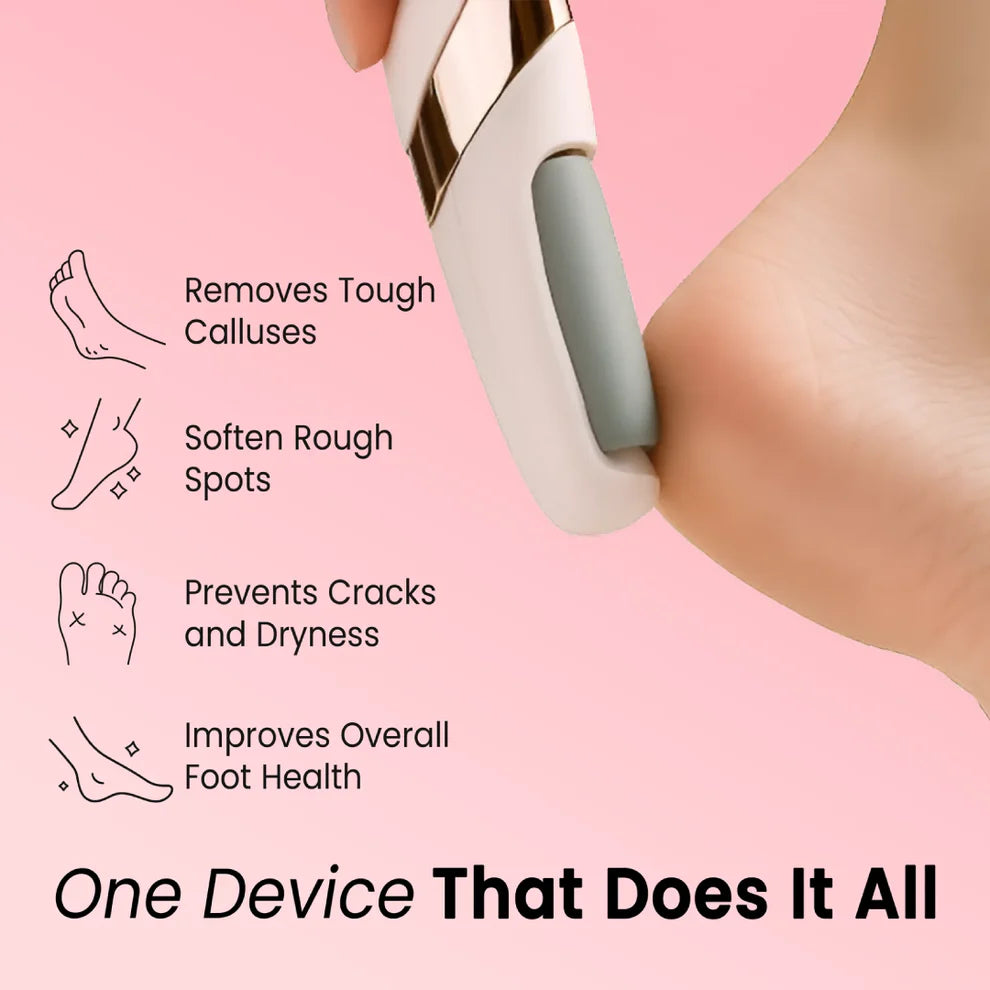 Device for foot care with text on a pink background