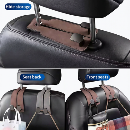 BOLTHUT™ Leather Car Headrest Hooks — Back-Seat Bag Hangers