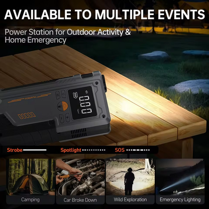 Multi-function tire inflator and jump starter