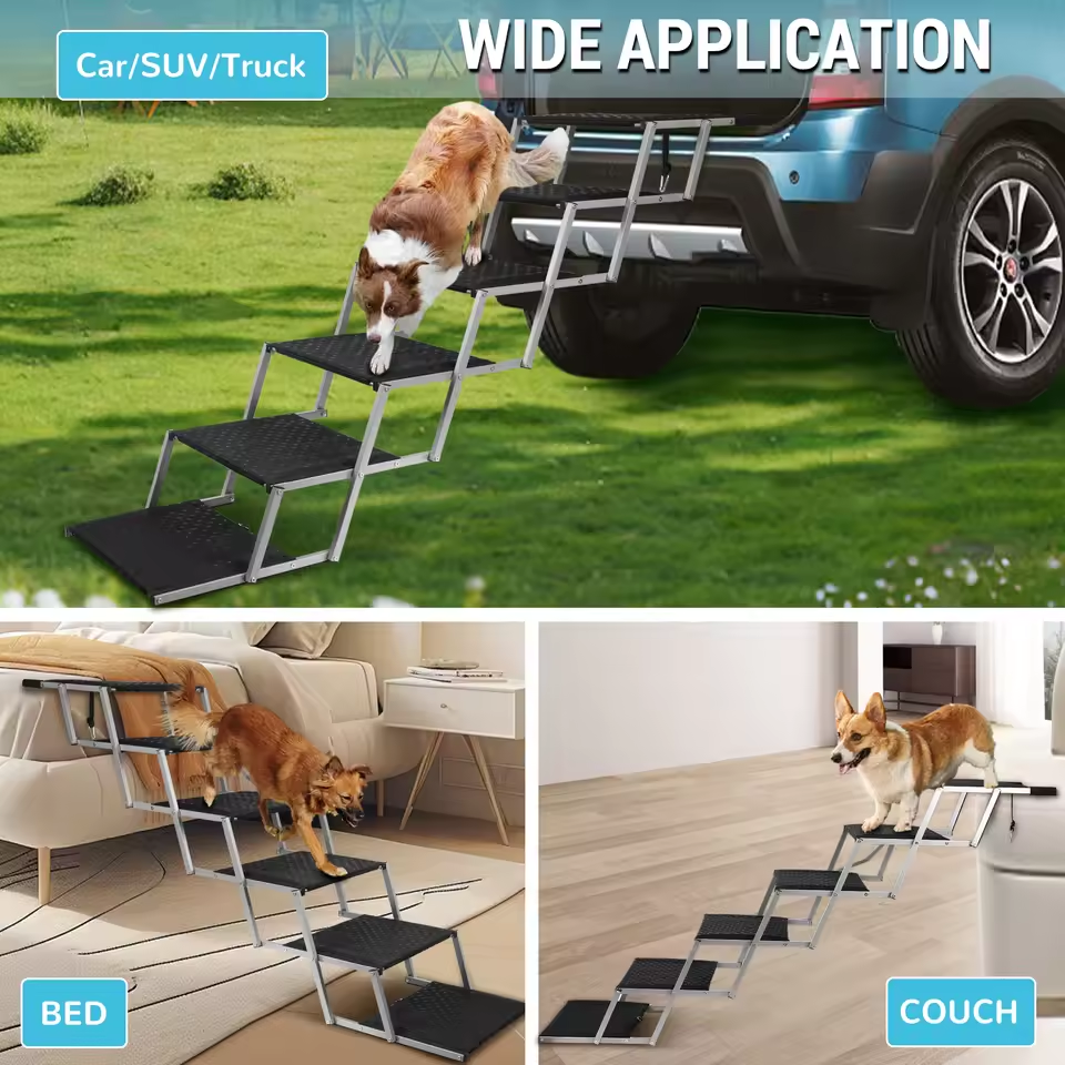 Adjustable Foldable Dog Stairs Set
