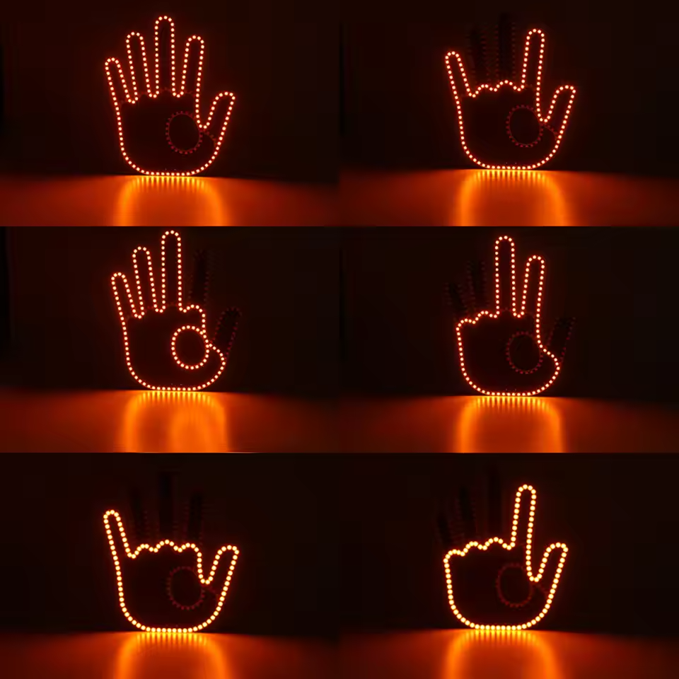 New 7 Fun Gesture LED Lighted Finger