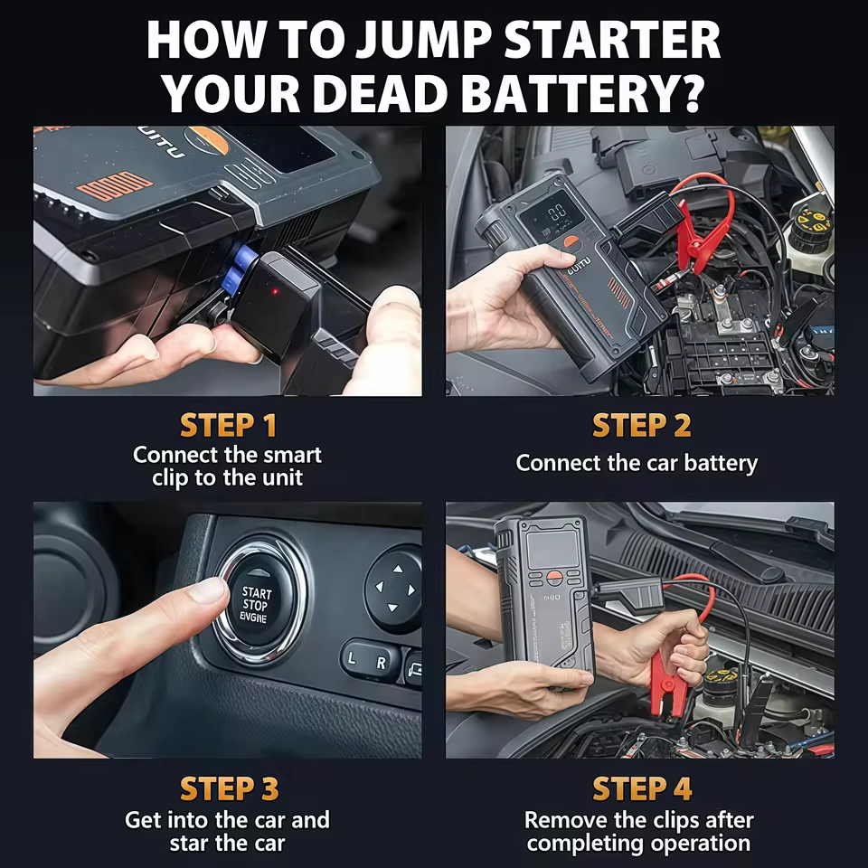 Multi-function tire inflator and jump starter