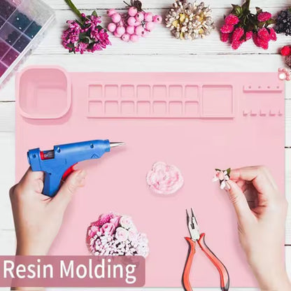 Painting Mat Non-stick Silicone Art Mat with Washing Cup Kids DIY Graffiti Drawing Clay Board with Brush Holder for Artist