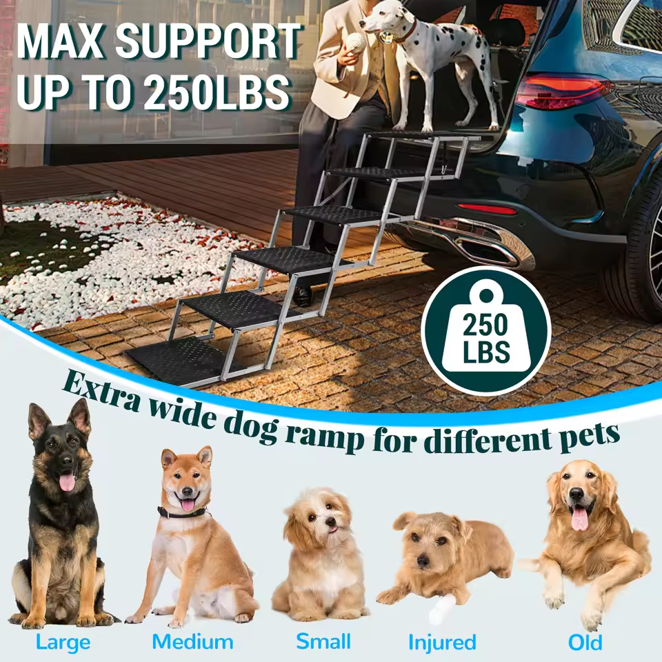 Adjustable Foldable Dog Stairs Set