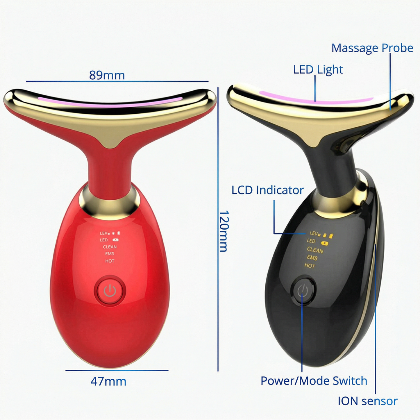 Ems Red Light Therapy Face Neck Lift Wrinkle Remover Tighten Massager