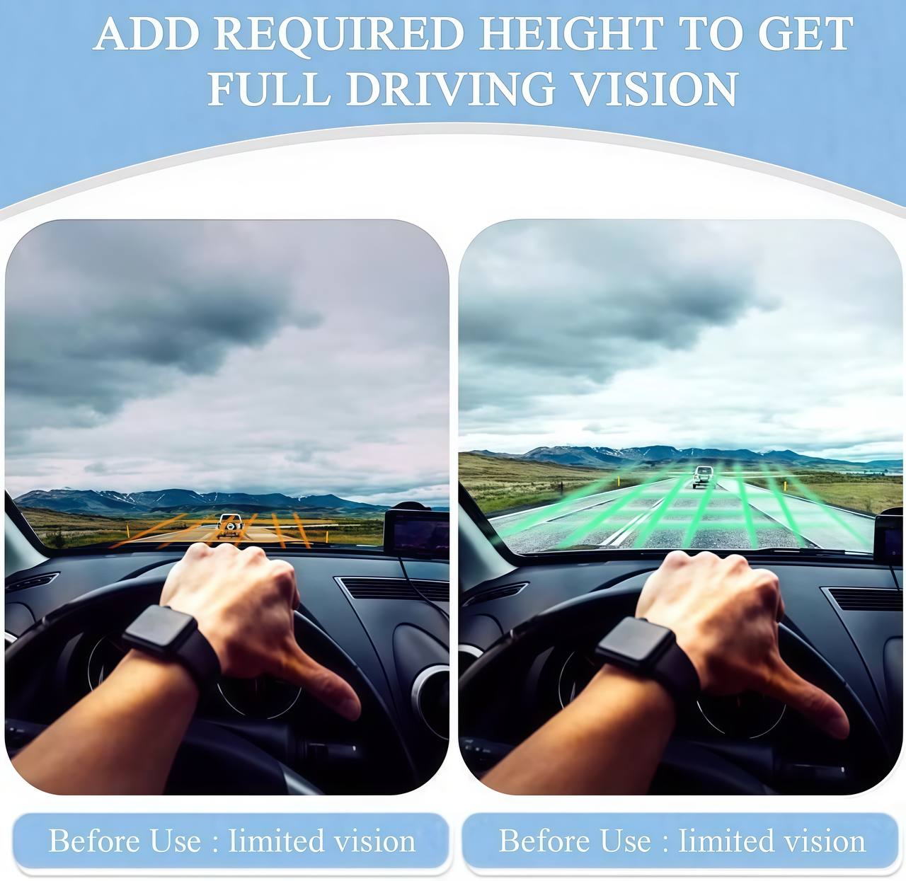 Before and after comparison of driving vision with a clear windshield.