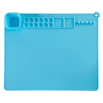 Painting Mat Non-stick Silicone Art Mat with Washing Cup Kids DIY Graffiti Drawing Clay Board with Brush Holder for Artist