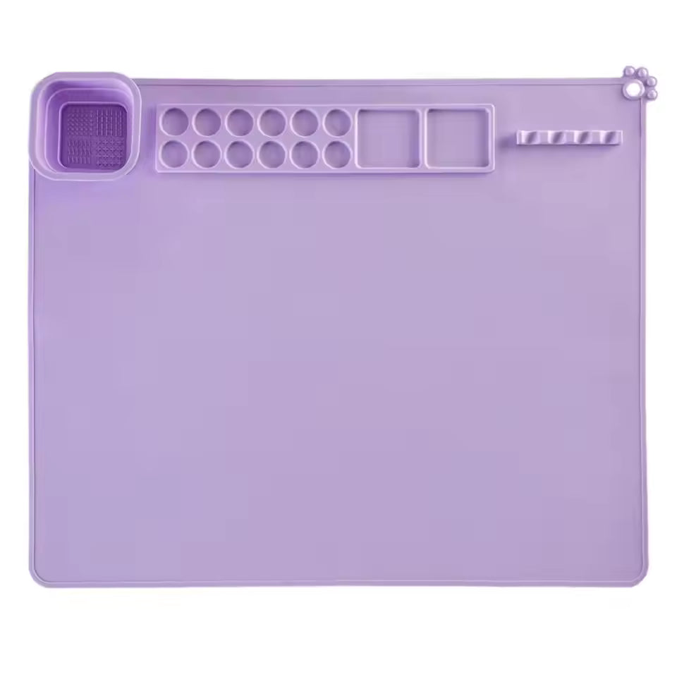 Painting Mat Non-stick Silicone Art Mat with Washing Cup Kids DIY Graffiti Drawing Clay Board with Brush Holder for Artist