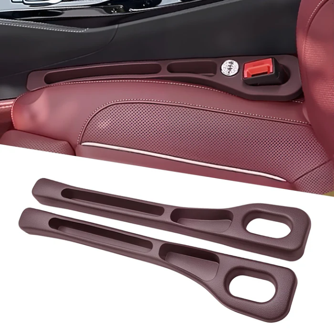 Car interior door panel with a red accent and two additional door panels on a white background.