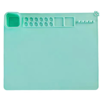 Painting Mat Non-stick Silicone Art Mat with Washing Cup Kids DIY Graffiti Drawing Clay Board with Brush Holder for Artist