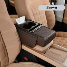 Car Armrest Cushion with Cup Holder and Tissue Box