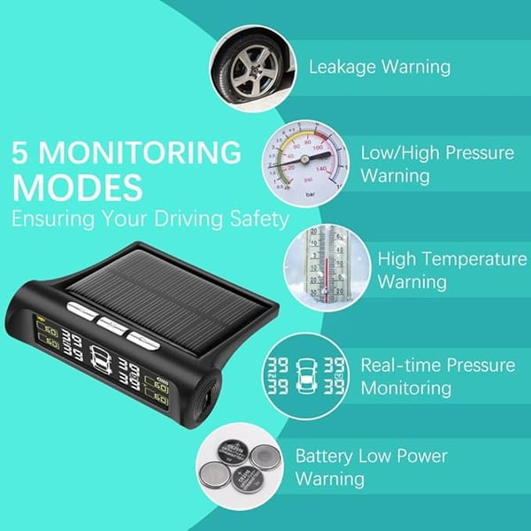 Solar Power Car Tire Pressure Monitoring Tool
