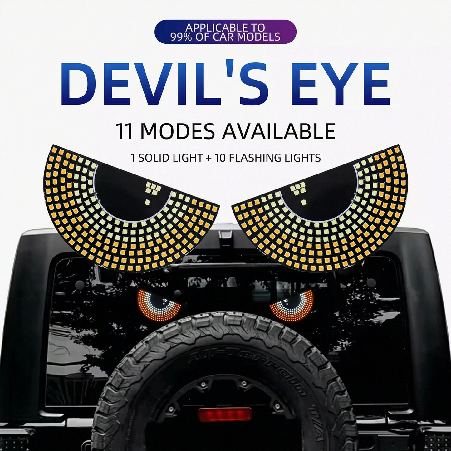 Car LED Devil's Eyes Front Rear Window Expression Light