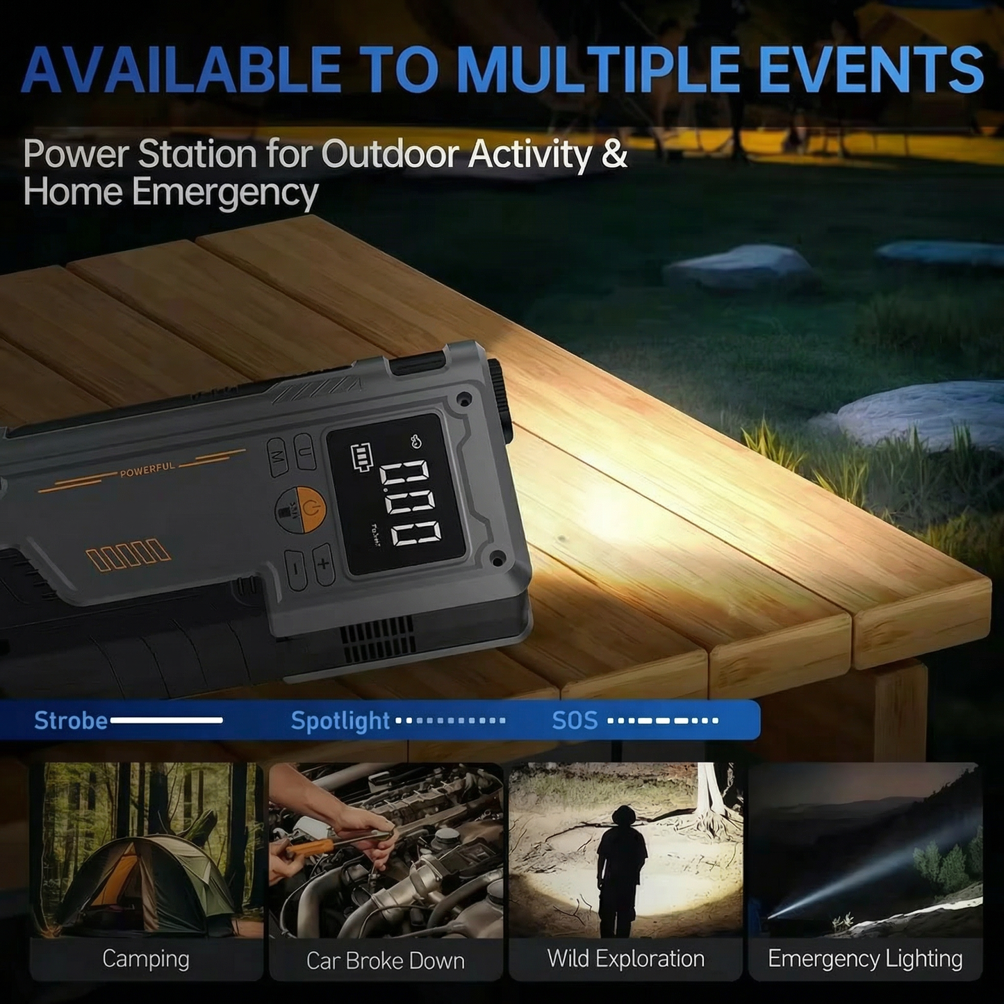 Multi-function tire inflator and jump starter