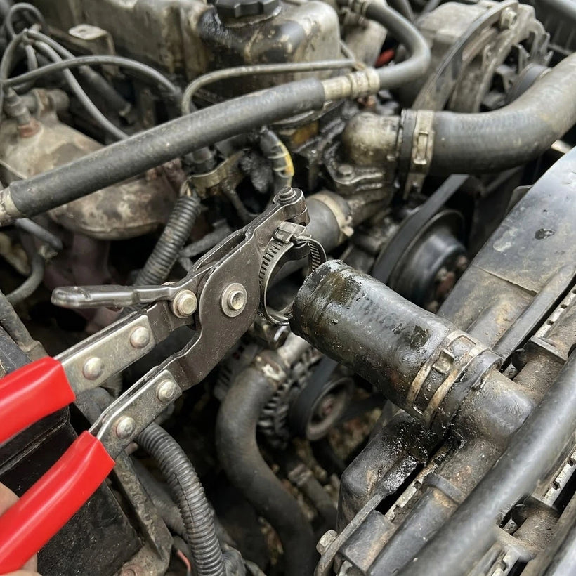 Spring hose clamp opened easily with the BOLTHUT angled pliers