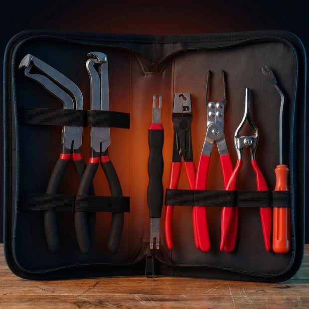 The BOLTHUT hose clamp pliers set in its open case on a workbench