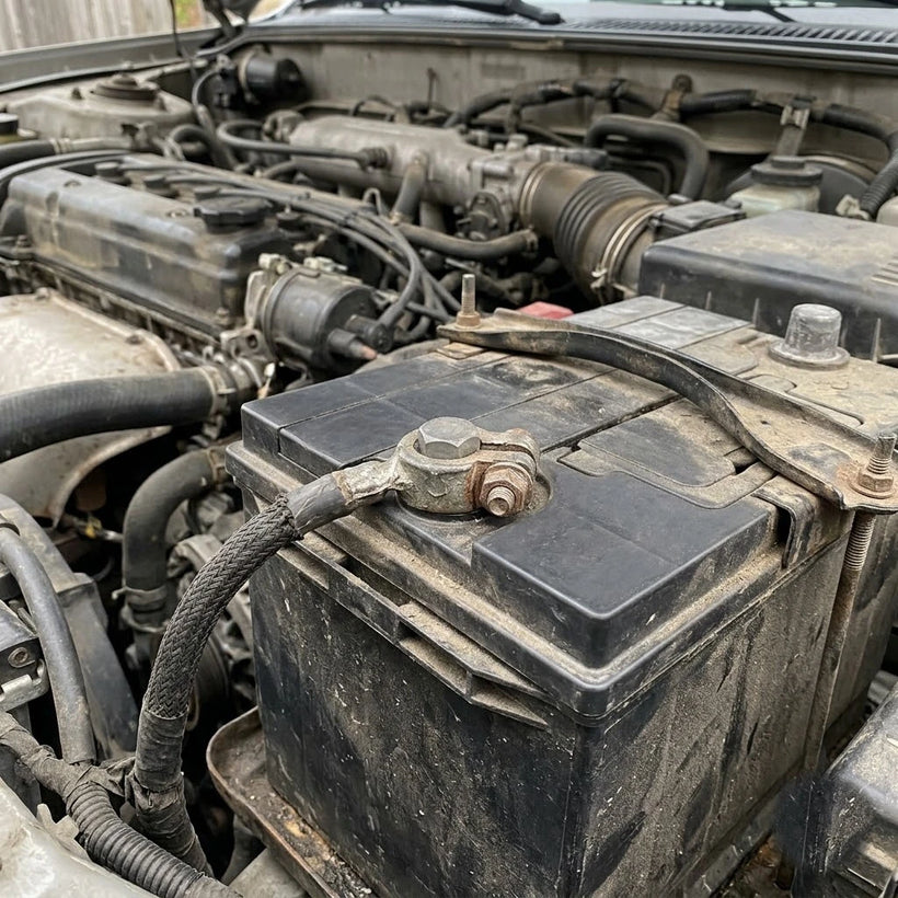 A parked vehicle battery slowly draining with the power still connected